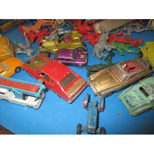 113 - A quantity of vintage toys, to include die-cast vehicles a Triang transport van and some early Subbu... 