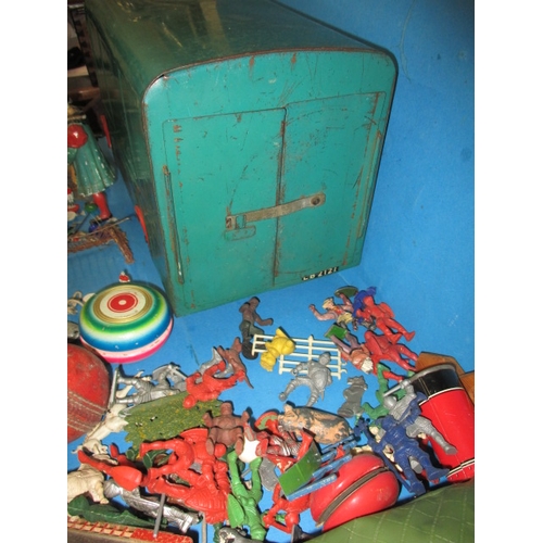 113 - A quantity of vintage toys, to include die-cast vehicles a Triang transport van and some early Subbu... 