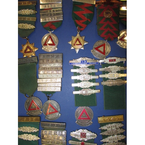 118 - A collection of medals and awards, Masonic and driving related, some silver examples, all in used co... 