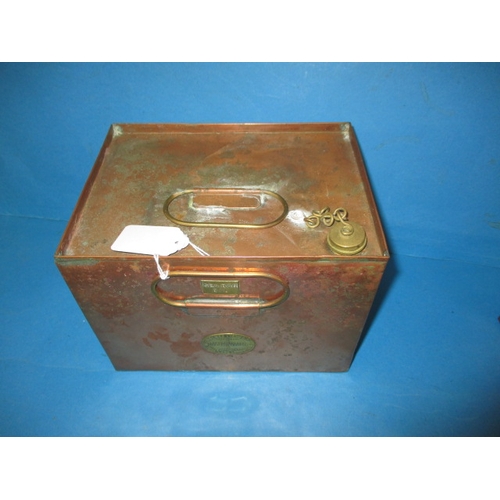 125 - Two early 20th century copper marine lamp oil tanks for use on life boats, both in used condition