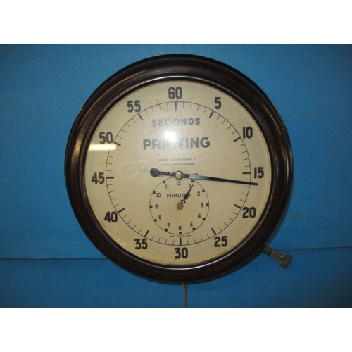 127 - A vintage Smiths seconds printing clock, C1930s, with 8” painted dial in Bakelite case, in working o... 