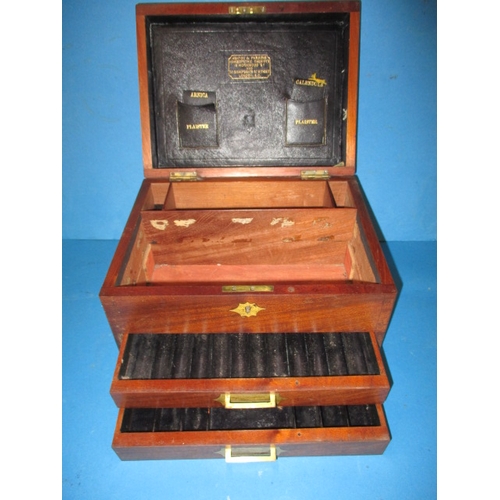 128 - An antique homeopathic chemist box, no contents and would benefit from light restoration