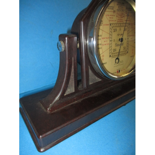 131 - A 1930s Art Deco Bakelite cased storm guide barometer, marked for John Trotter Ltd Glasgow, in used ... 