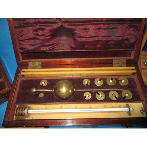 133 - A parcel of vintage Hydrometers and other scientific items, most cased and in used condition