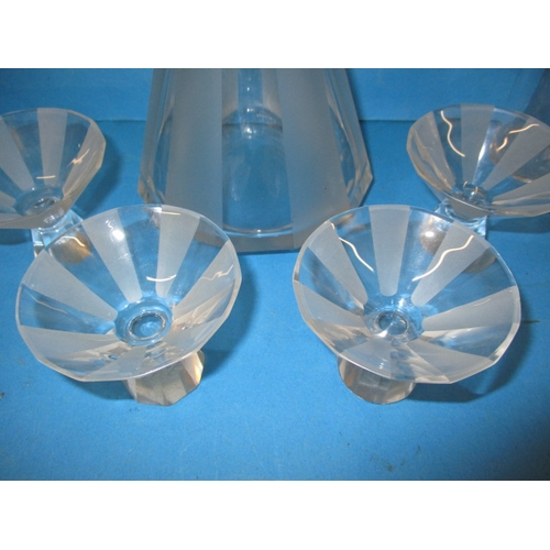 152 - Two vintage lead crystal decanters with matching glasses and another example, in pre-owned condition... 