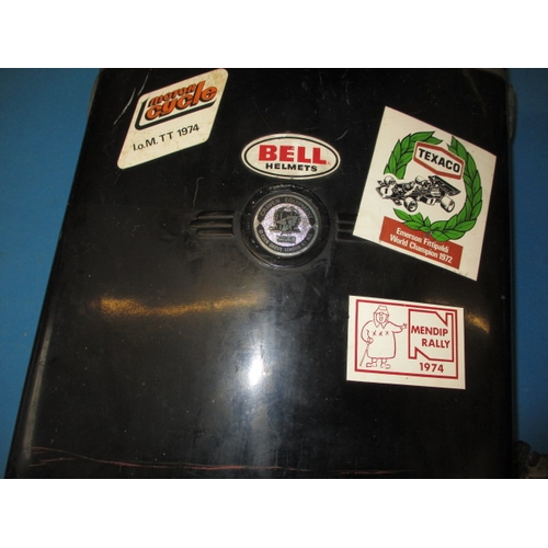 166 - A  pair of vintage Craven motorcycle panniers with fixings, in used condition with period stickers, ... 