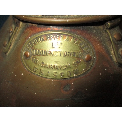 171 - A vintage copper ships lantern, Glasgow maker and dated 1915, converted to electric, and a brass shi... 