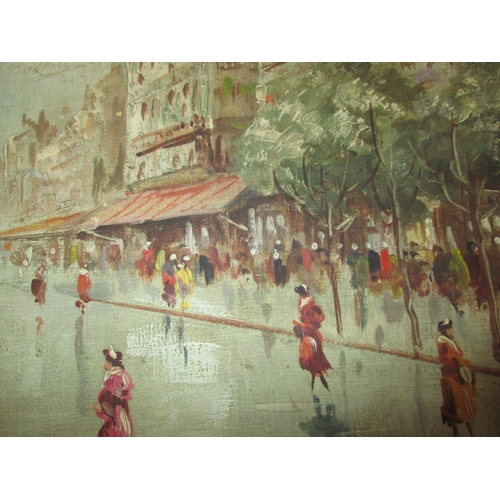 184 - An oil on canvas street scene, signed lower left Arnese, approx. frame size 52x42cm in good pre-owne... 