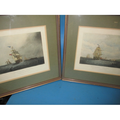 197 - Two framed prints of sailing ships, approx. frame size 55x52cm in useable pre-owned condition