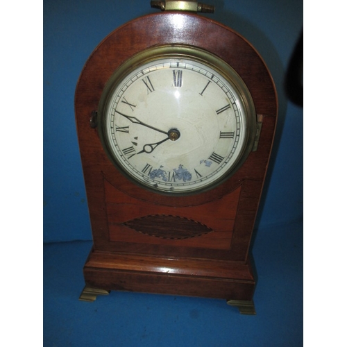 198 - A vintage Empire style brass clock and wood cased example with modified movement, neither tested as ... 