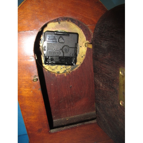 198 - A vintage Empire style brass clock and wood cased example with modified movement, neither tested as ... 