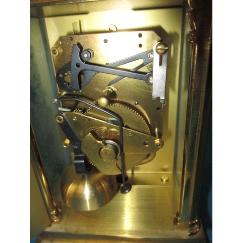 201 - A vintage brass carriage clock, by Anstey Wilson, striking on a bell, runs when wound, approx. heigh... 