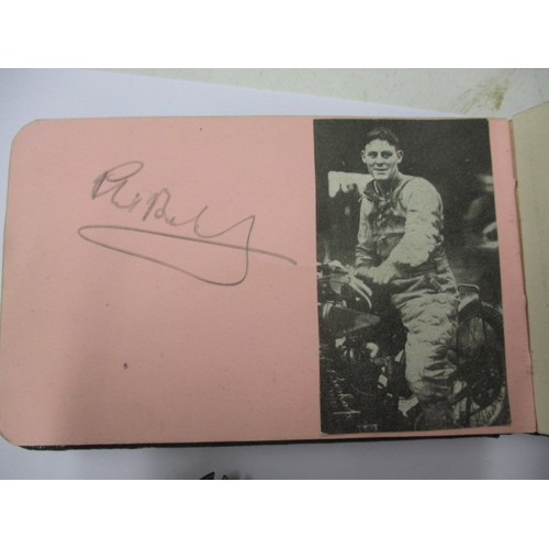 209 - A vintage autograph book with pictures and hand signed autographs of motorcycle speedway stars from ... 