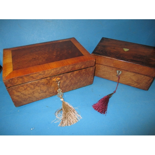 211 - Two vintage work boxes, both with contents of later sewing items