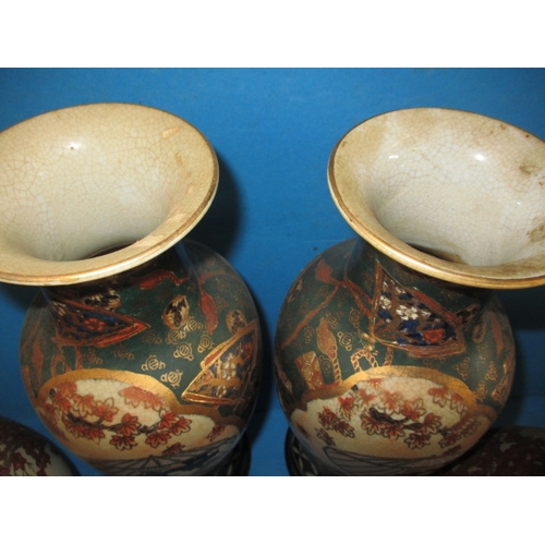 213 - 4 pieces of oriental ceramics in the Satsuma style, approx. height of vases off stands 30cm ,all in ... 