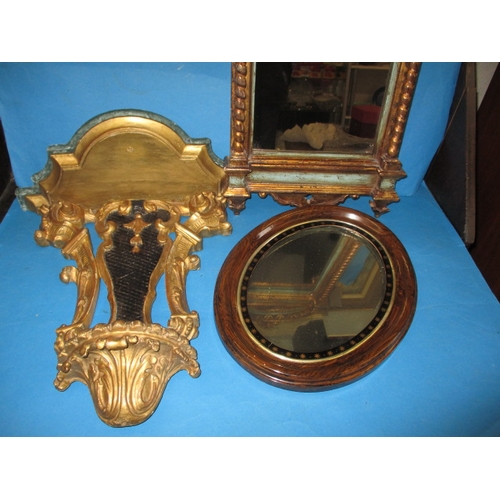 221 - A decorative gilt wood bracket with over mirror, and another mirror, in good used condition