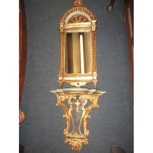 221 - A decorative gilt wood bracket with over mirror, and another mirror, in good used condition