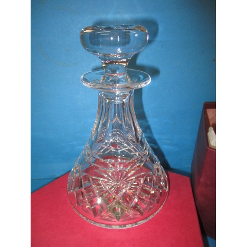 222 - A boxed Tudor crystal spirit decanter, in unused condition, approx. height 19cm