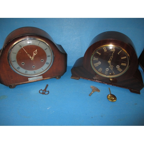 225 - Two vintage Smiths mantle clocks, one with dedication plaque for 45 years service to British Rail, n... 