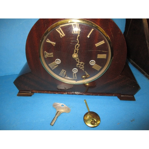 225 - Two vintage Smiths mantle clocks, one with dedication plaque for 45 years service to British Rail, n... 