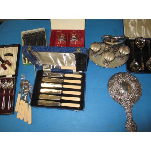 230 - A parcel of miscellanea to include a silver dressing table hand mirror, all in used condition