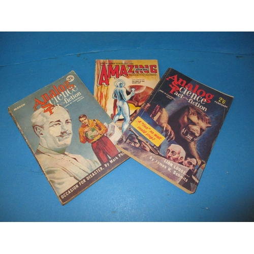 237 - 3 vintage science fiction comic booklets, 2 with pre-decimal pricing, all in used condition