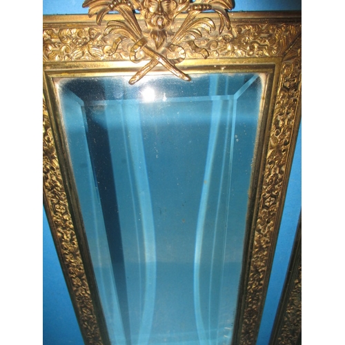 242 - A pair of early 20th century gilt brass pier mirrors, with bevelled glass panels, approx. size 45x23... 