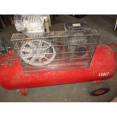 244 - A portable commercial Hymair air compressor, with 150 ltr receiver, single phase in working order, u... 