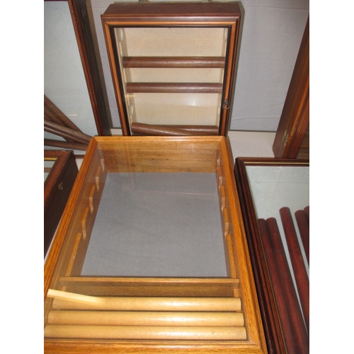 245 - Eight glazed display cabinets, wall mounted/table top. Various sizes, approximate size of largest 58... 