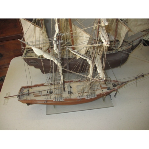 246 - Five vintage wooden scale model sailing ships, pe-owned dusty condition, would benefit from minor re... 