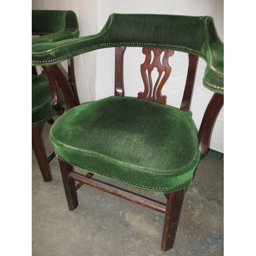 248 - A pair of vintage upholstered, horse shoe back parlour chairs. In useable pre-owned condition, with ... 