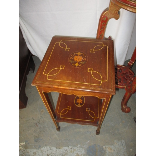 250 - 4 vintage furniture items to include an oriental lacquered plant stand and a work box. All in useabl... 