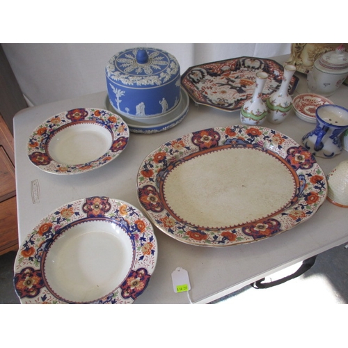 255 - A quantity of vintage ceramics, to include 8 Coalport plates, stilton bell and a pair of Dresden bud... 