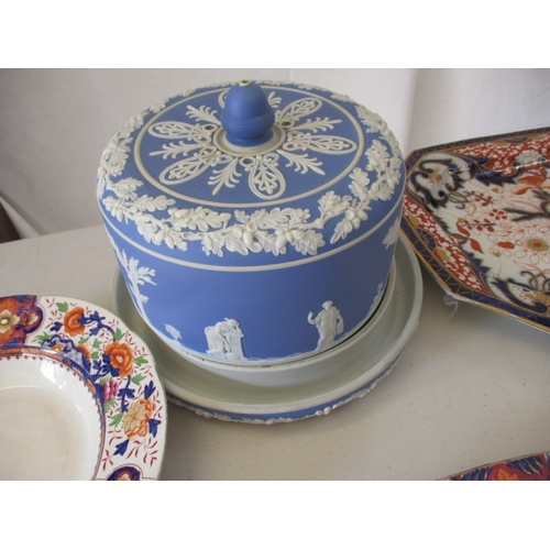 255 - A quantity of vintage ceramics, to include 8 Coalport plates, stilton bell and a pair of Dresden bud... 