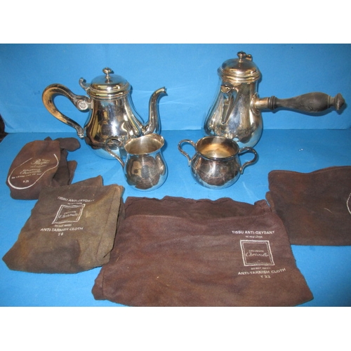 257 - A vintage Christoffel silver plated 4 piece tea set, with original retailers antioxidant bags, in us... 