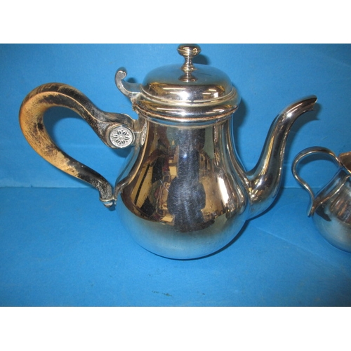 257 - A vintage Christoffel silver plated 4 piece tea set, with original retailers antioxidant bags, in us... 