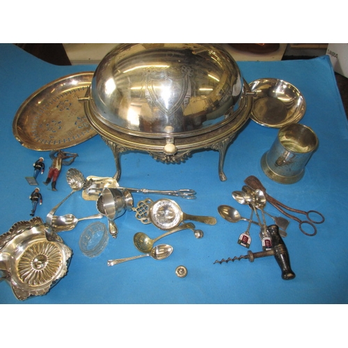 258 - A quantity of miscellaneous items, to include an early 20th century food warming dish and plated ite... 