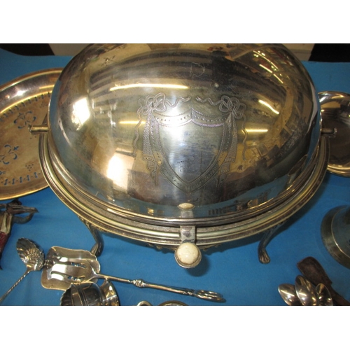 258 - A quantity of miscellaneous items, to include an early 20th century food warming dish and plated ite... 