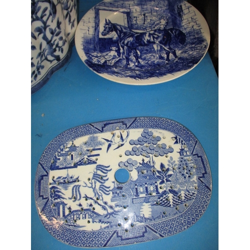 259 - A parcel of antique and later blue & white ceramic items, to include a large carp bowl, all in pre-o... 