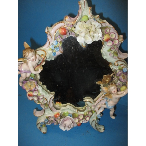 294 - A vintage easel type mirror and a decorative bust, some minor damages, approx. height of bust 39cm