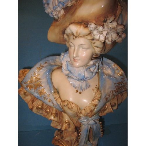 294 - A vintage easel type mirror and a decorative bust, some minor damages, approx. height of bust 39cm