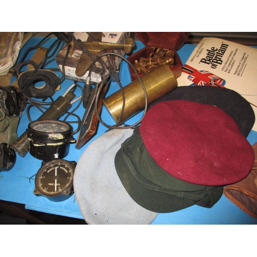 297 - A very large quantity of vintage military related items, to include aircraft dials and clothing, all... 