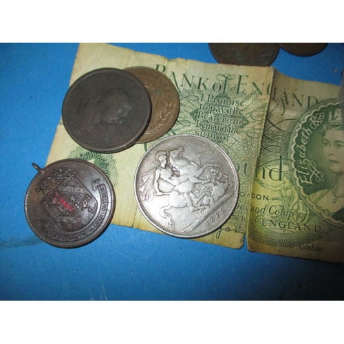 299 - A parcel of mainly pre-decimal coins to include an 1889 silver crown, all in circulated condition