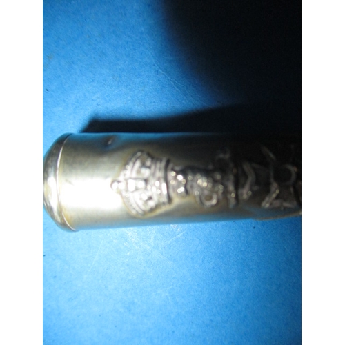 303 - A vintage military swagger stick, the nickel silver cap reads Toaey Nikato, approx. length 66cm in u... 