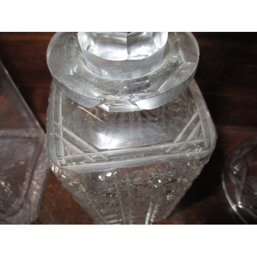 310 - A parcel of glass decanters and other items, one decanter with chip to rim, no other observed damage