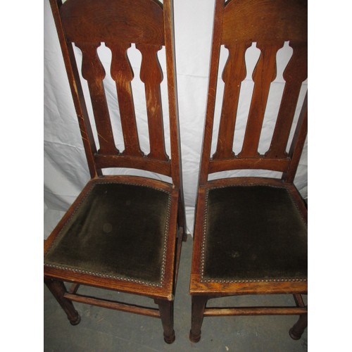 56 - A set of 6 (4+2) arts and craft oak chairs in the manner and probably by Shapland & Petter of Barnst... 