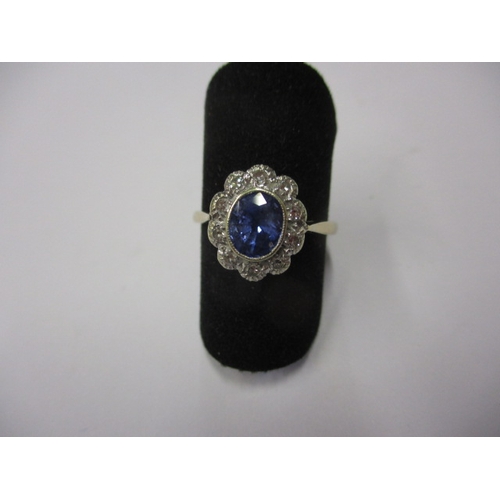 A 9ct gold, diamond and sapphire dress ring, approx. ring size ‘K ½ ‘, approx. weight 2.3g in useable pre-owned condition