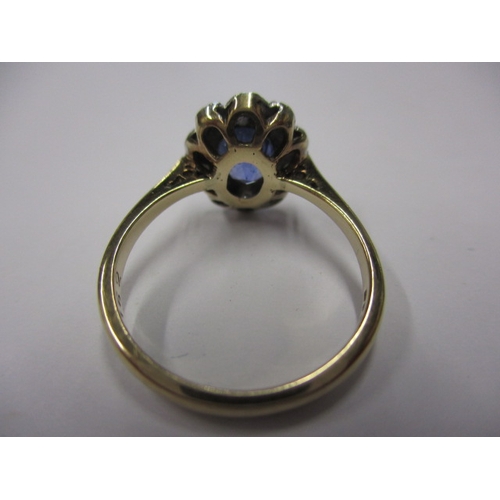 6 - A 9ct gold, diamond and sapphire dress ring, approx. ring size ‘K ½ ‘, approx. weight 2.3g in useabl... 