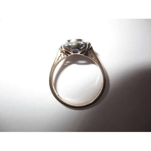 6 - A 9ct gold, diamond and sapphire dress ring, approx. ring size ‘K ½ ‘, approx. weight 2.3g in useabl... 