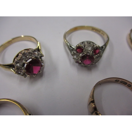 45 - Six 9ct gold dress rings, various sizes and ages, most with stones missing, approx. gross parcel wei... 